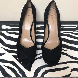 Talbots Black Suede Peep Toe Pump